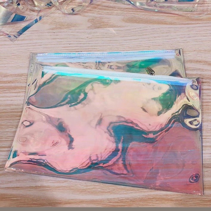 Glitter Pvc Holographic Bag Clear Laser Cosmetic Makeup Private Clothing Brand Packaging