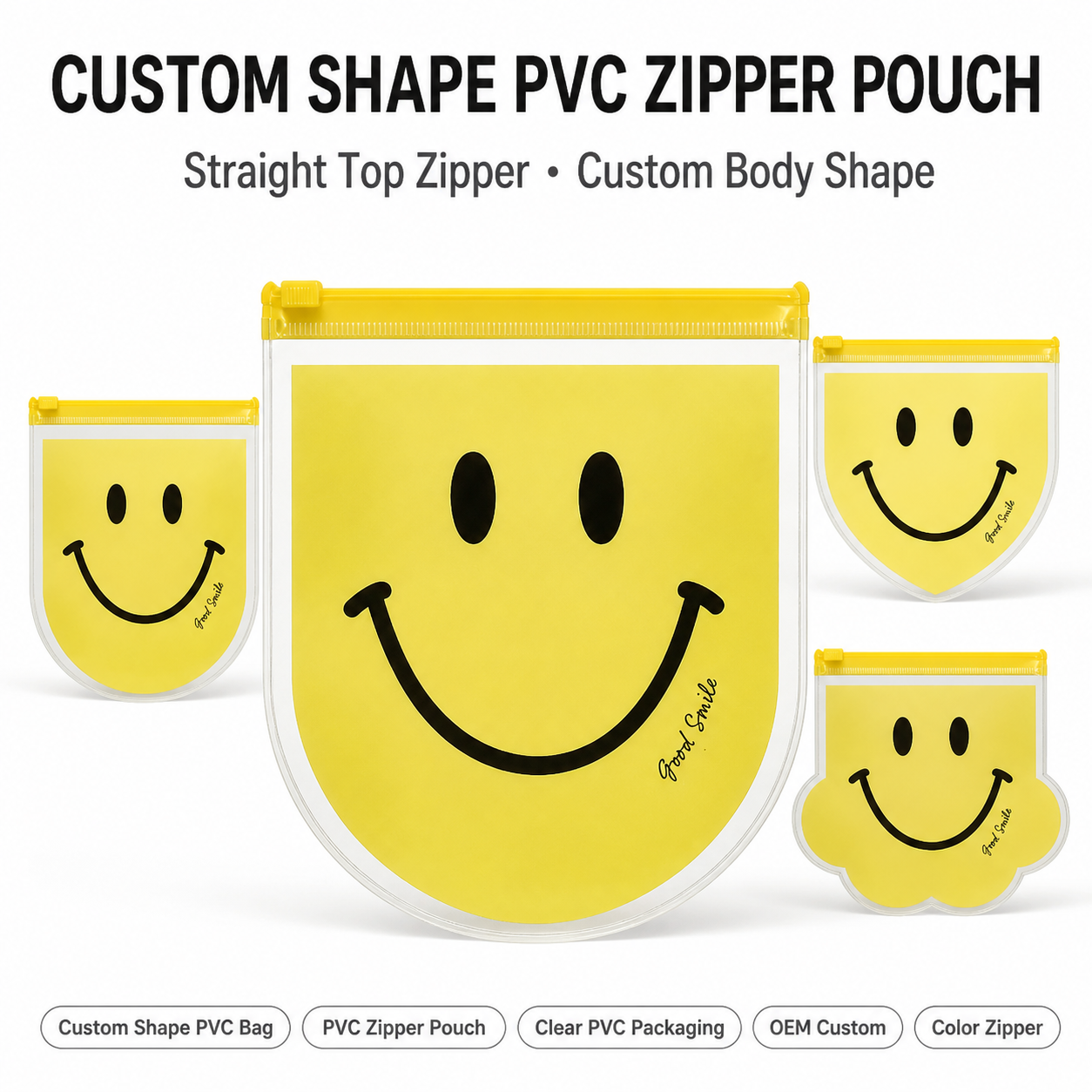 Custom Shaped Clear PVC Zipper Pouch