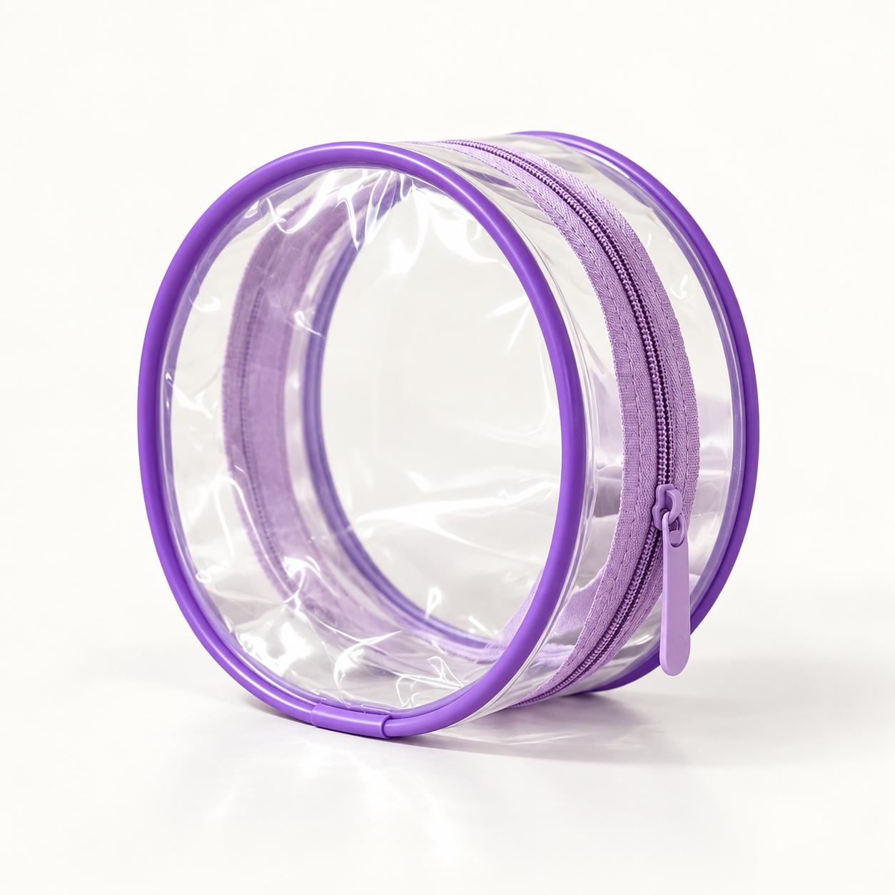 Custom Round Cylindrical Clear PVC Zipper Bag