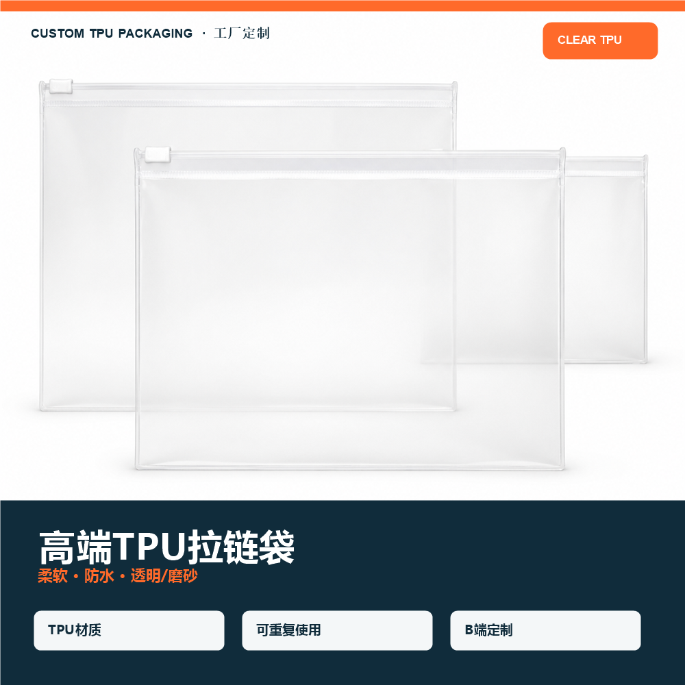 Custom Clear Frosted TPU Zipper Pouch